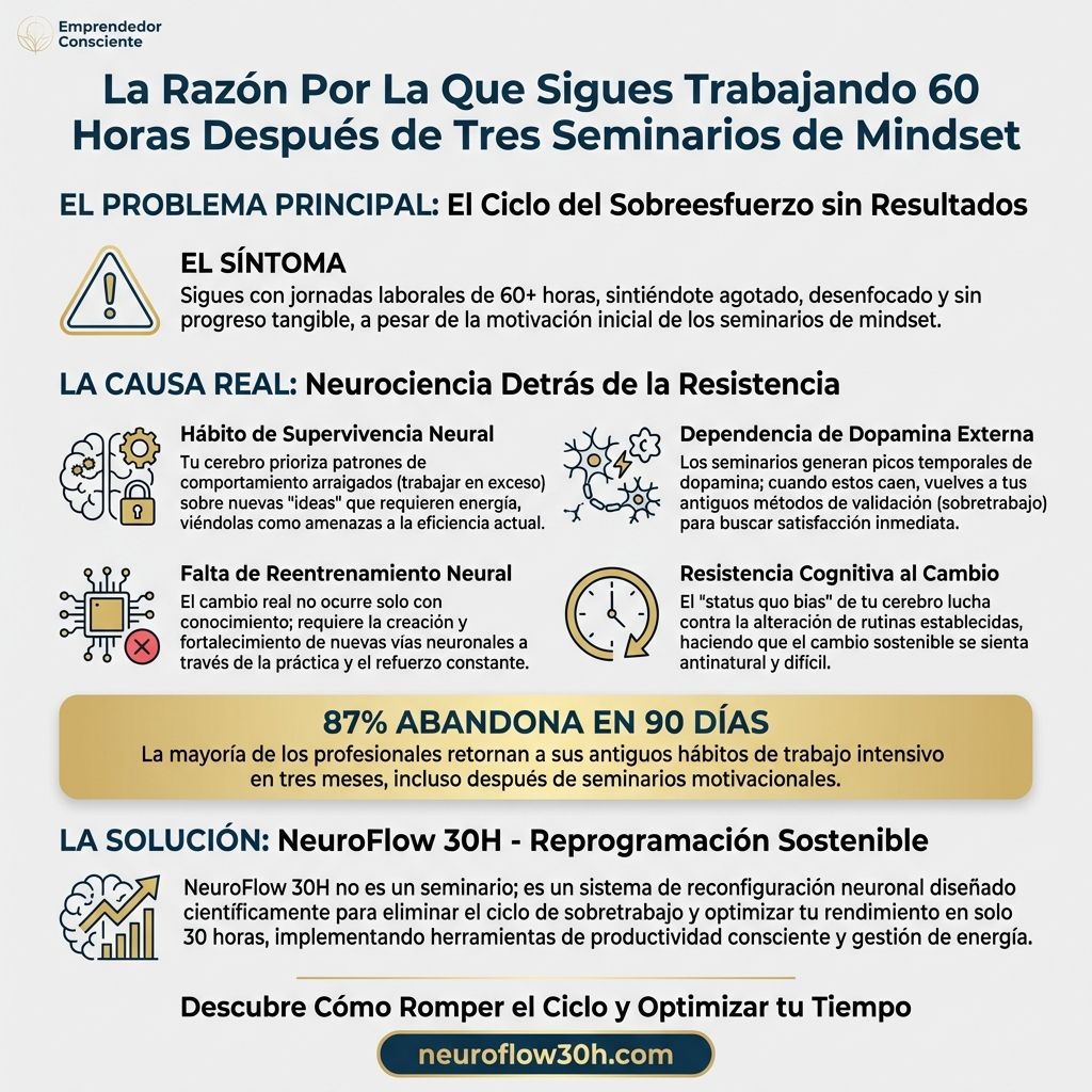 Infografía: La Razón Por La Que Sigues Trabajando 60 Horas Después de Tres Seminarios de Mindset