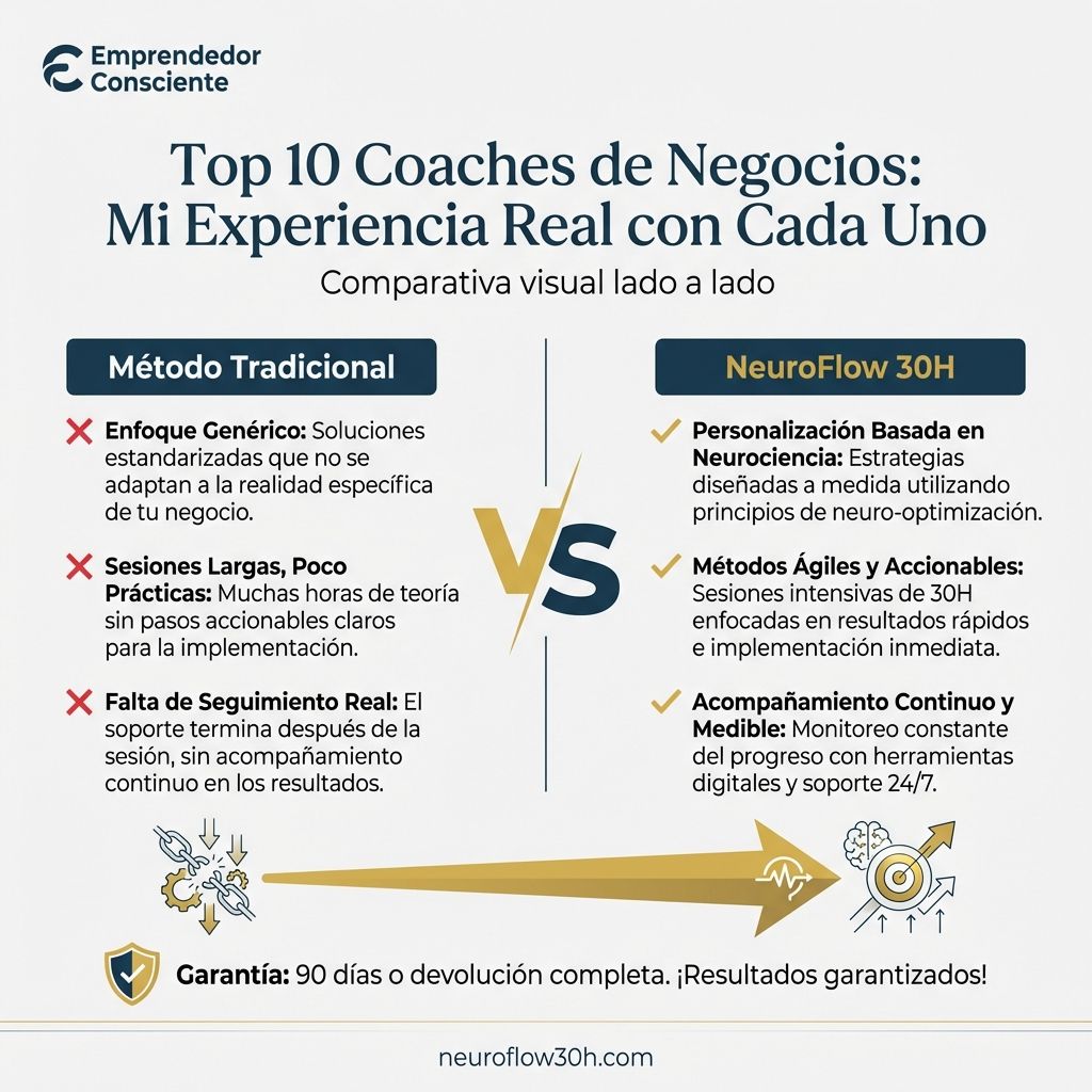 Infografía: Top 10 Coaches de Negocios: Mi Experiencia Real con Cada Uno