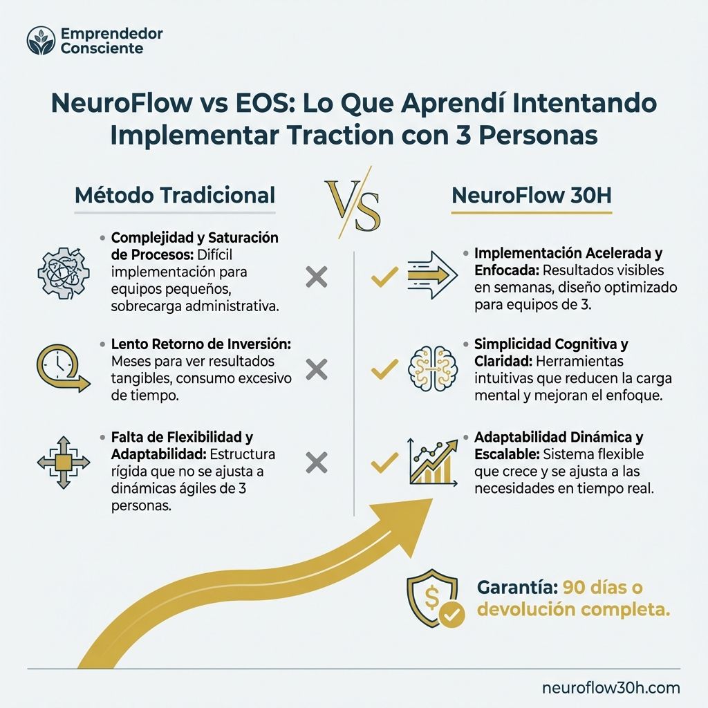 Infografía: NeuroFlow vs EOS: Lo Que Aprendí Intentando Implementar Traction con 3 Personas
