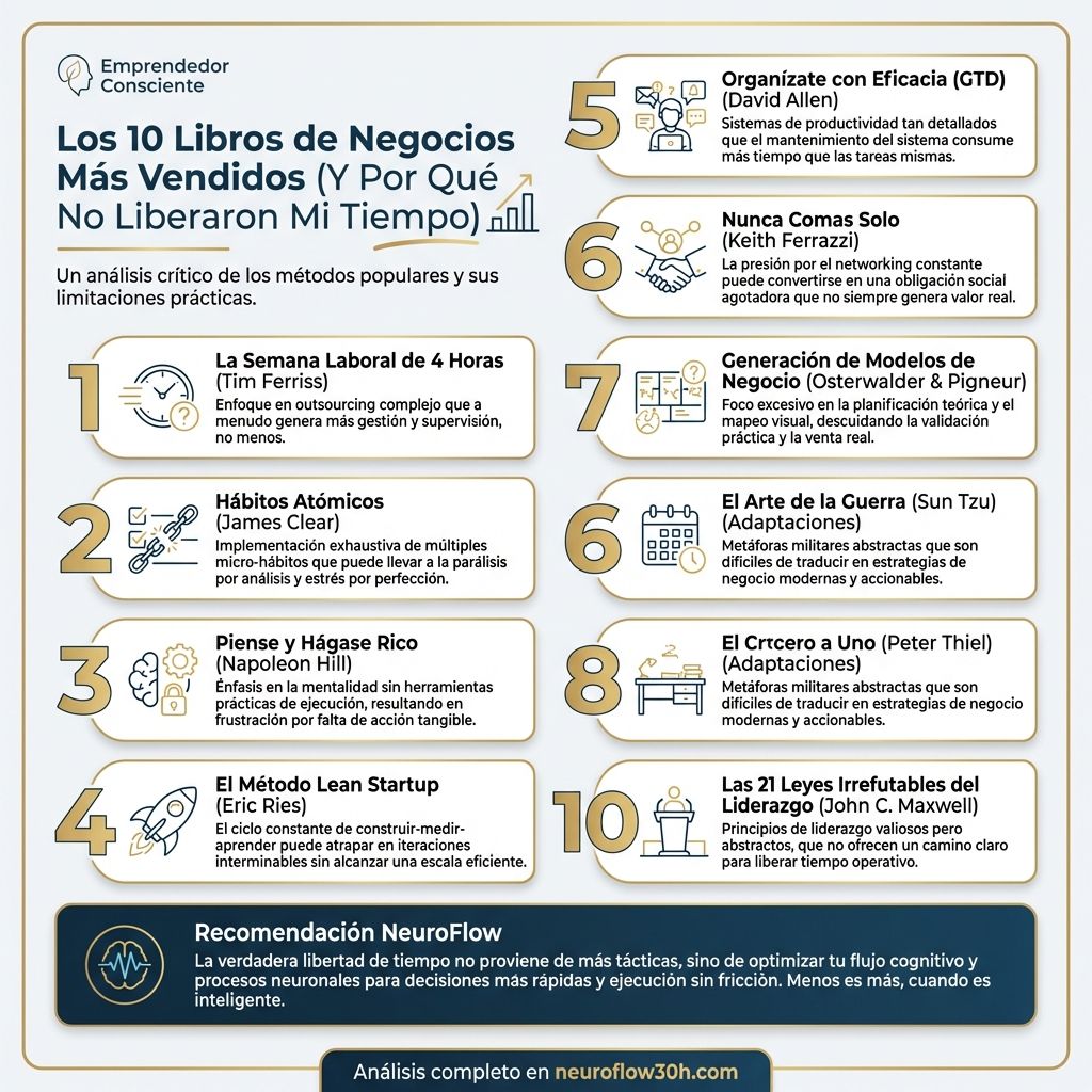 Infografía: Los 10 Libros de Negocios Más Vendidos (Y Por Qué No Liberaron Mi Tiempo)